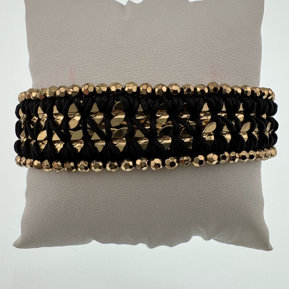 Stella & Dot Black and Gold Beaded Bracelet